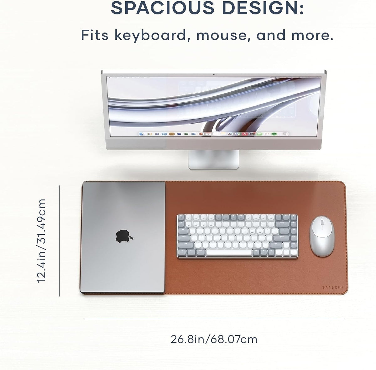 Vegan-Leather Desk Mat, Scratch and Water Resistant, Brown