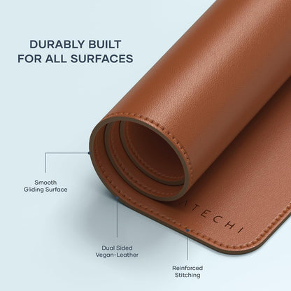 Vegan-Leather Desk Mat, Scratch and Water Resistant, Brown