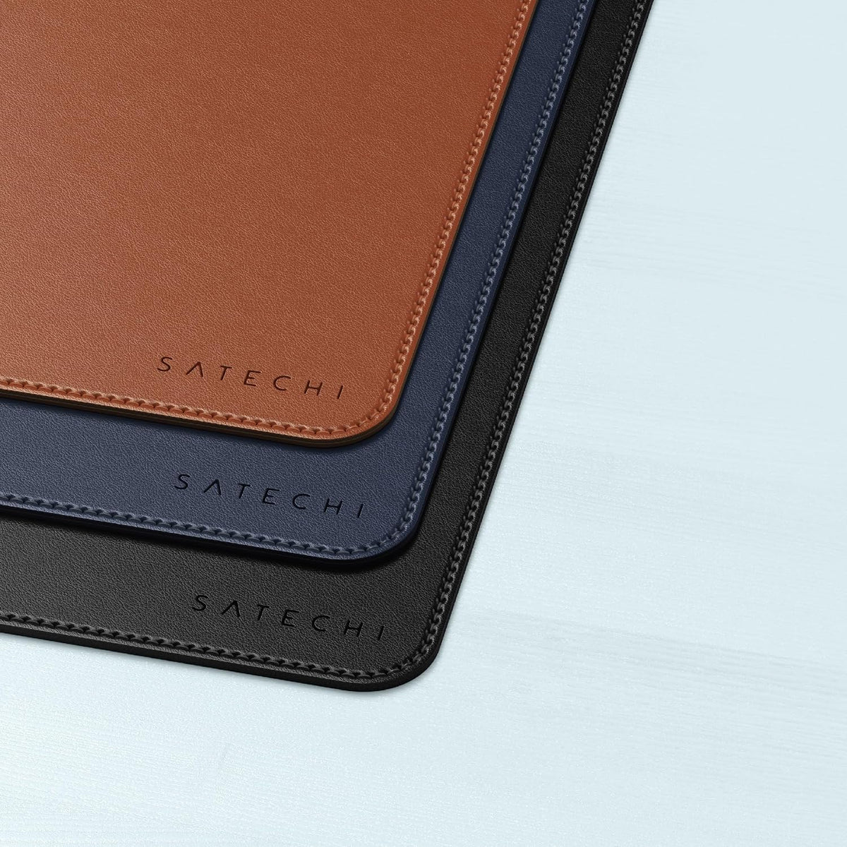Vegan-Leather Desk Mat, Scratch and Water Resistant, Brown
