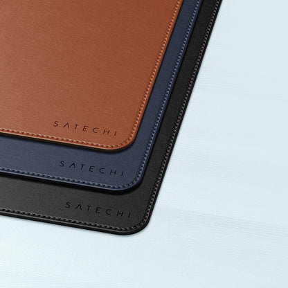 Vegan-Leather Desk Mat, Scratch and Water Resistant, Brown
