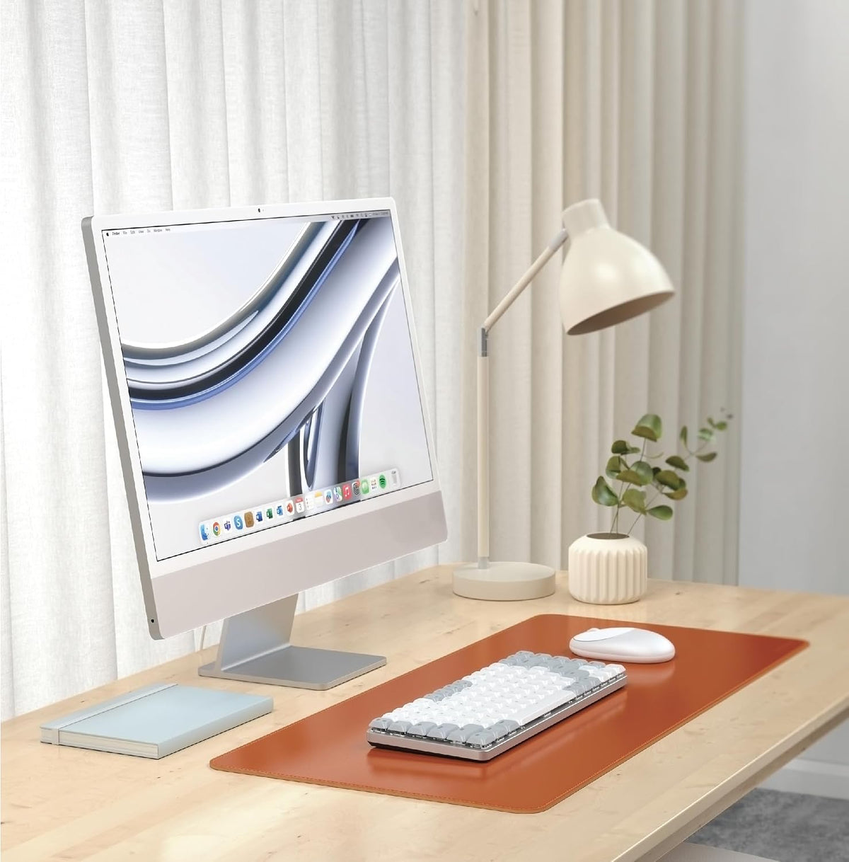 Vegan-Leather Desk Mat, Scratch and Water Resistant, Brown
