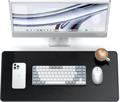 Vegan-Leather Desk Mat, Scratch and Water Resistant, Brown