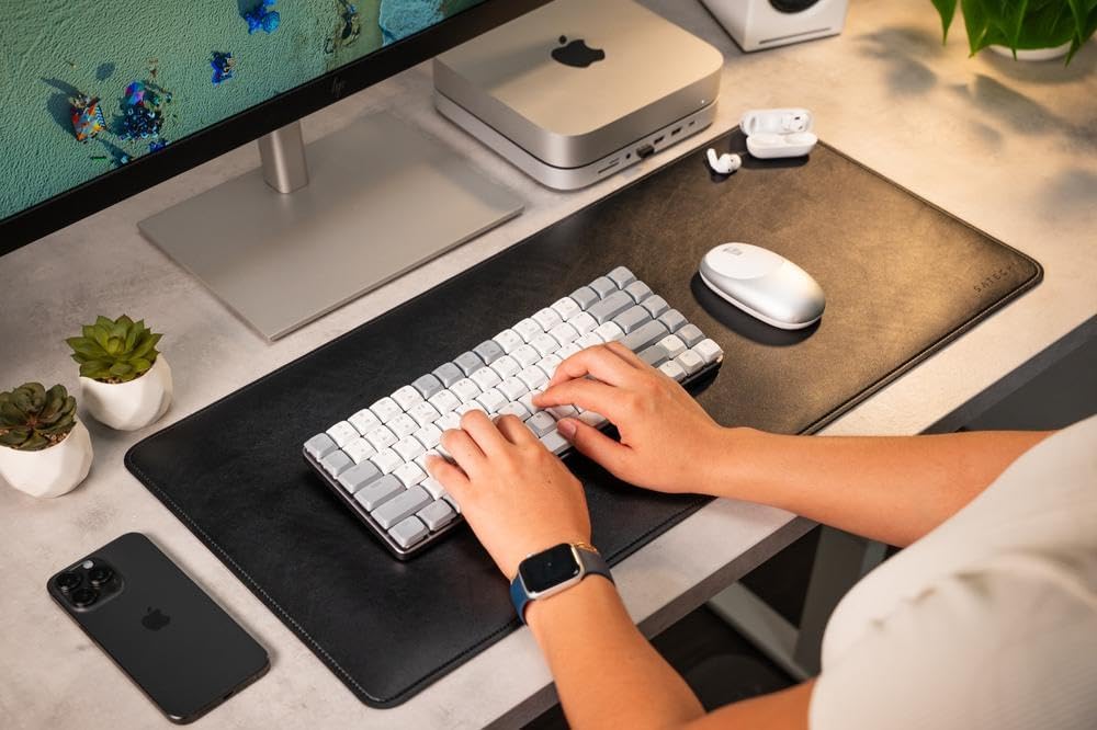 Vegan-Leather Desk Mat, Scratch and Water Resistant, Brown