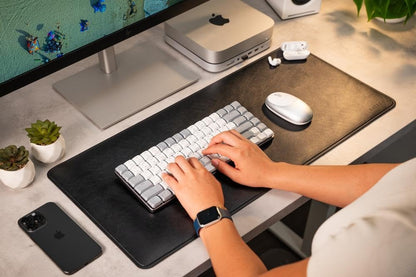 Vegan-Leather Desk Mat, Scratch and Water Resistant, Brown