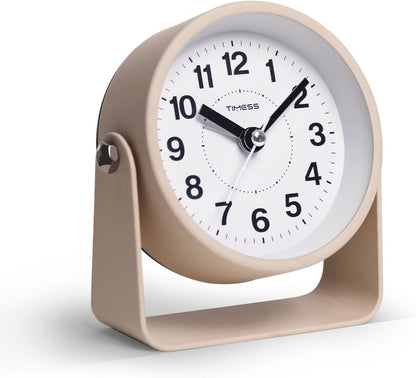 Analog Alarm Clock with Snooze & Light, Silent Non-Ticking, Yellow