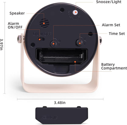 Analog Alarm Clock with Snooze & Light, Silent Non-Ticking, Yellow