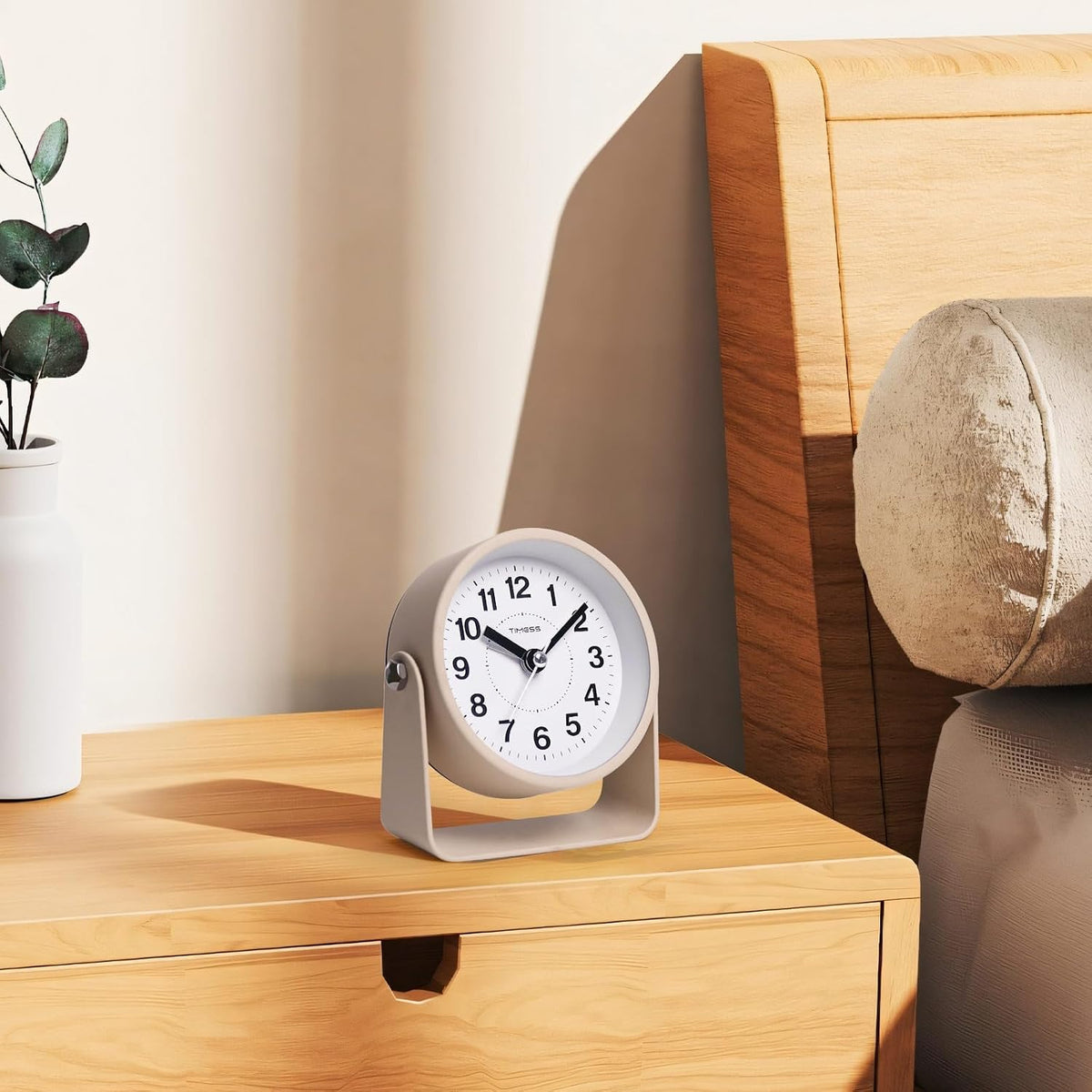 Analog Alarm Clock with Snooze & Light, Silent Non-Ticking, Yellow