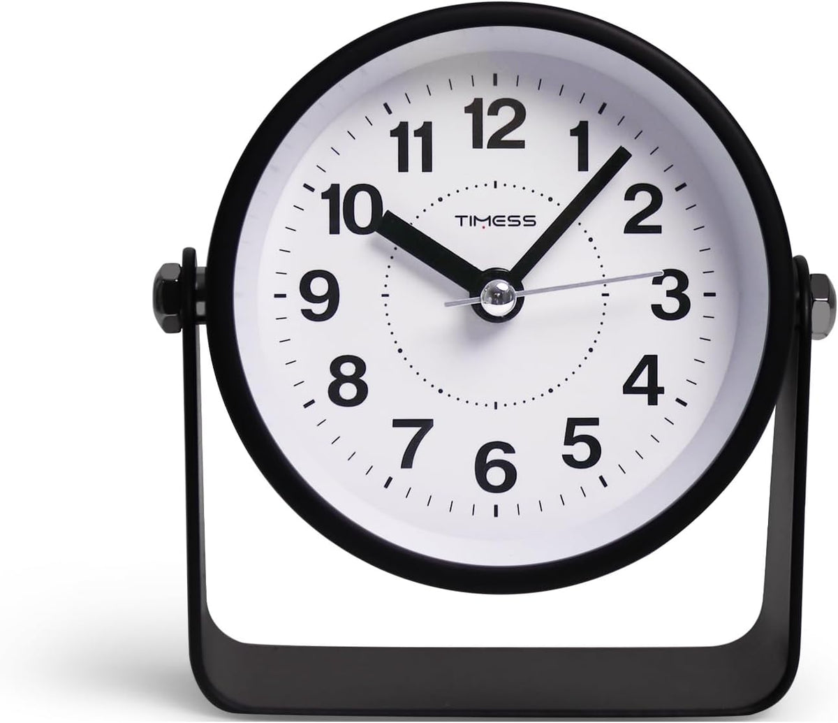 Analog Alarm Clock with Snooze & Light, Silent Non-Ticking, Yellow