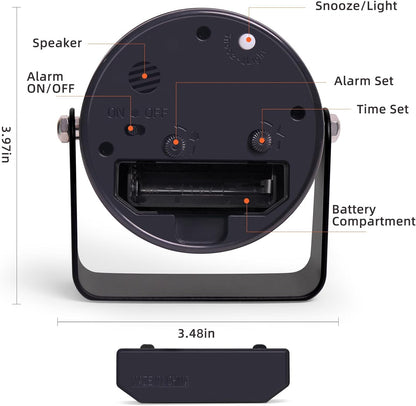 Analog Alarm Clock with Snooze & Light, Silent Non-Ticking, Yellow