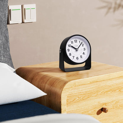 Analog Alarm Clock with Snooze & Light, Silent Non-Ticking, Yellow
