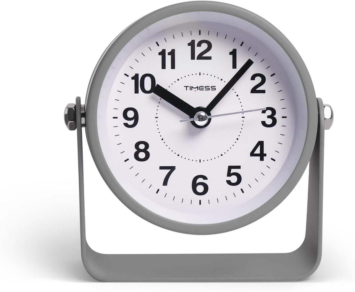 Analog Alarm Clock with Snooze & Light, Silent Non-Ticking, Yellow