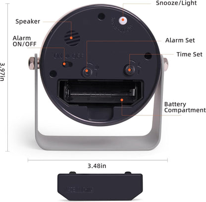 Analog Alarm Clock with Snooze & Light, Silent Non-Ticking, Yellow