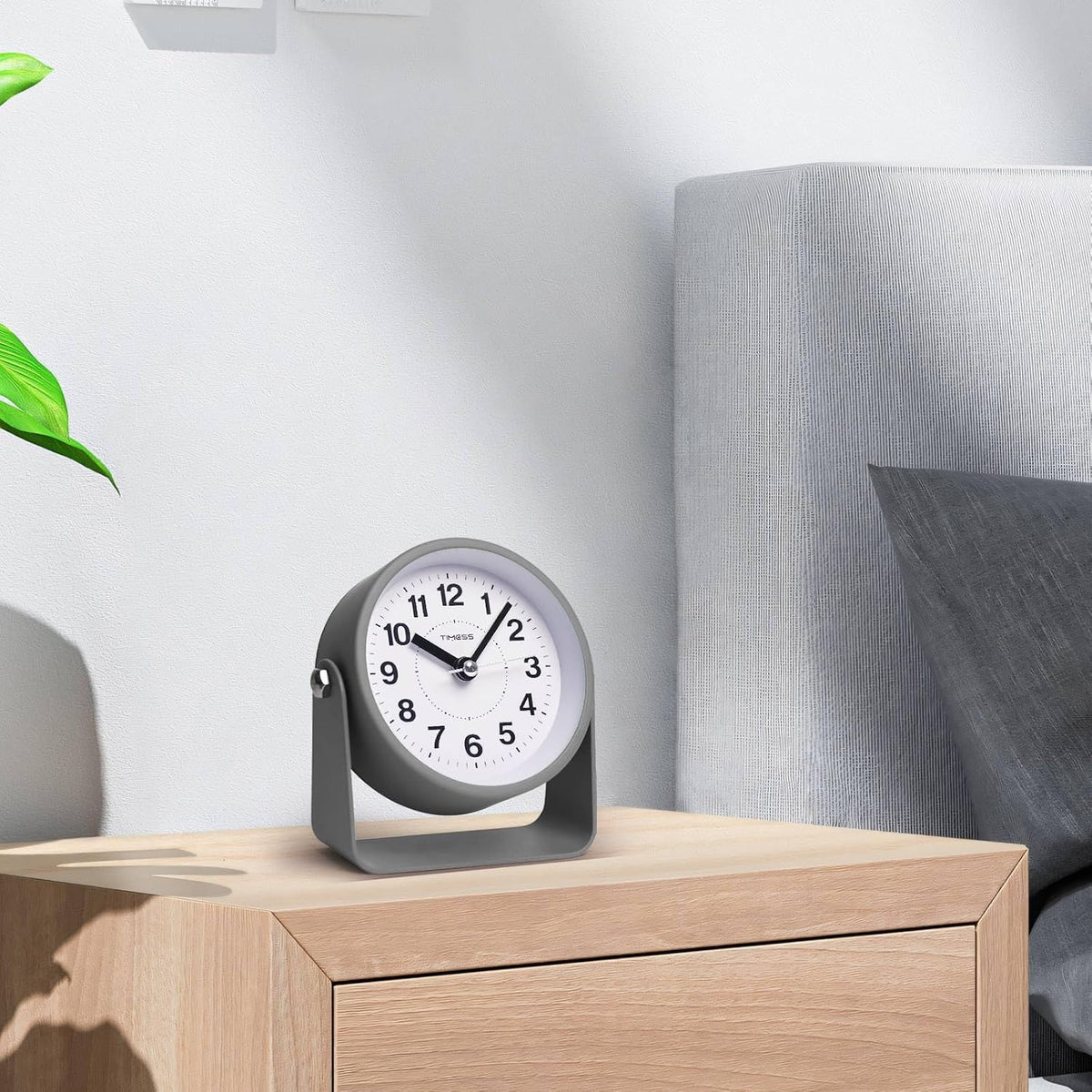 Analog Alarm Clock with Snooze & Light, Silent Non-Ticking, Yellow