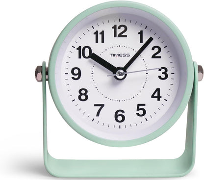 Analog Alarm Clock with Snooze & Light, Silent Non-Ticking, Yellow