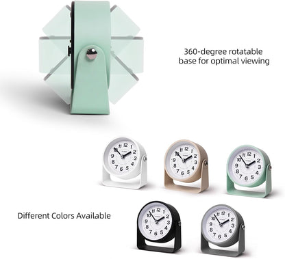 Analog Alarm Clock with Snooze & Light, Silent Non-Ticking, Yellow