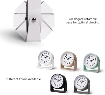 Analog Alarm Clock with Snooze & Light, Silent Non-Ticking, Yellow