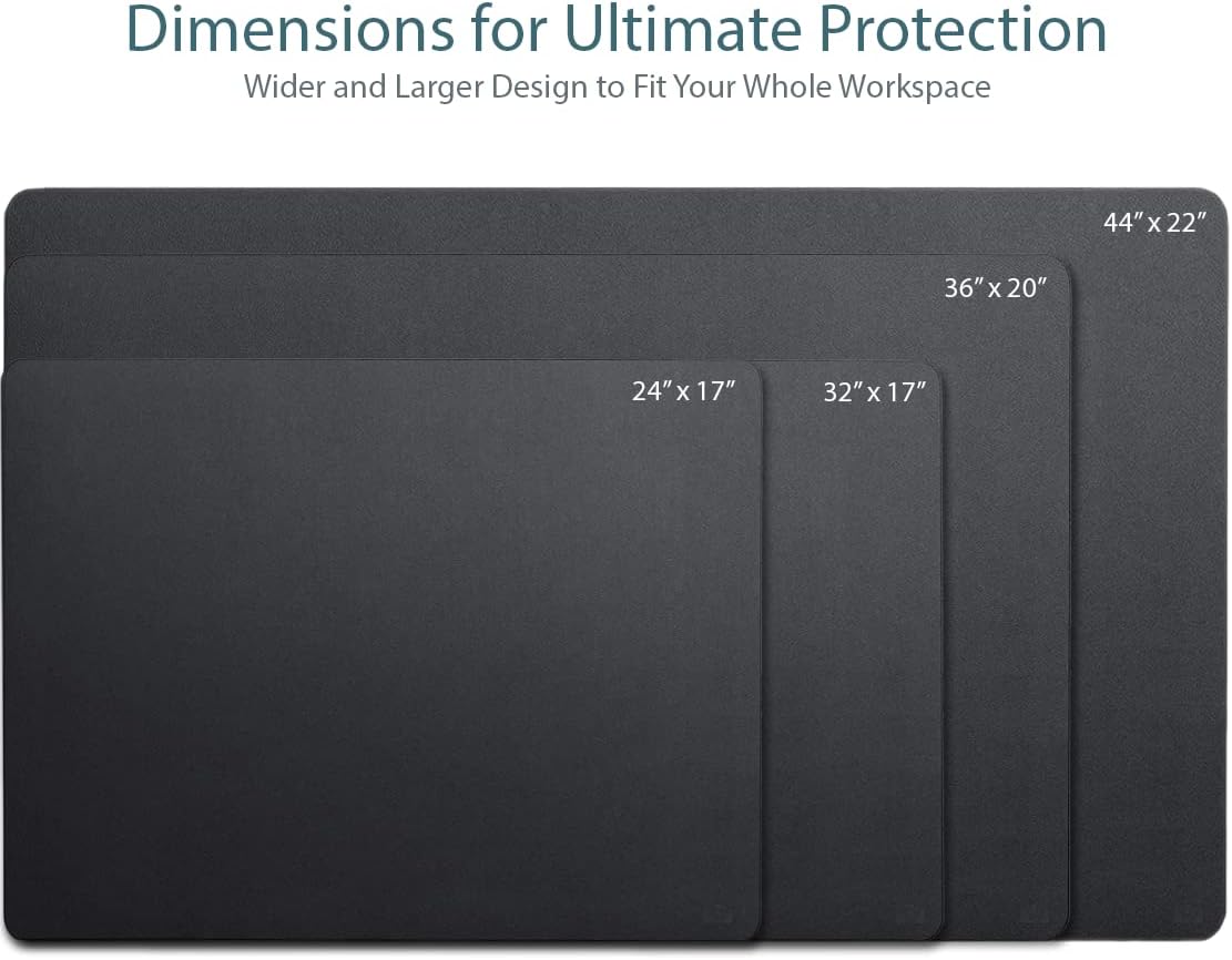Leather Desk Mat Large 44" x 22", Desk Protector Mat, PU Leather Desk Pad, Large Mouse Pad, Desk Blotter, Desk Pads on Top of Desks, Desk Matt for Desktop, Office Desk Mat (Black)