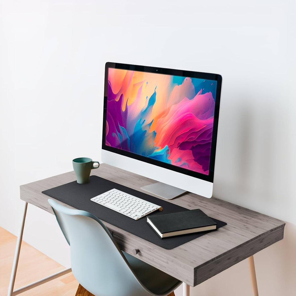 Leather Desk Mat Large 44" x 22", Desk Protector Mat, PU Leather Desk Pad, Large Mouse Pad, Desk Blotter, Desk Pads on Top of Desks, Desk Matt for Desktop, Office Desk Mat (Black)