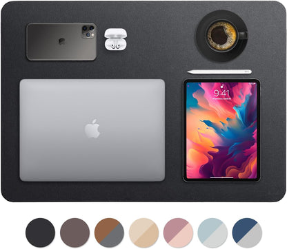 Leather Desk Mat Large 44" x 22", Desk Protector Mat, PU Leather Desk Pad, Large Mouse Pad, Desk Blotter, Desk Pads on Top of Desks, Desk Matt for Desktop, Office Desk Mat (Black)