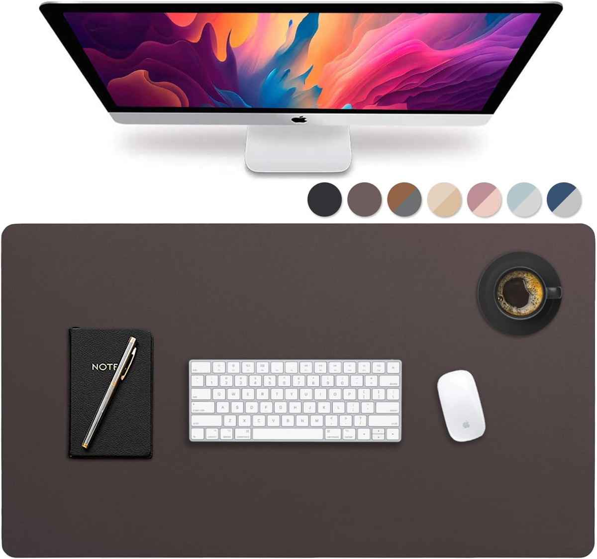 Leather Desk Mat Large 44" x 22", Desk Protector Mat, PU Leather Desk Pad, Large Mouse Pad, Desk Blotter, Desk Pads on Top of Desks, Desk Matt for Desktop, Office Desk Mat (Black)