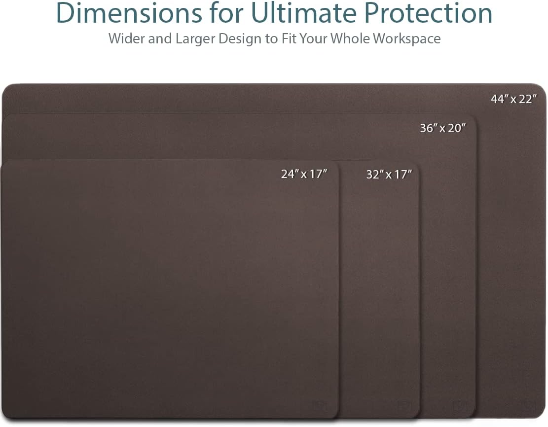 Leather Desk Mat Large 44" x 22", Desk Protector Mat, PU Leather Desk Pad, Large Mouse Pad, Desk Blotter, Desk Pads on Top of Desks, Desk Matt for Desktop, Office Desk Mat (Black)