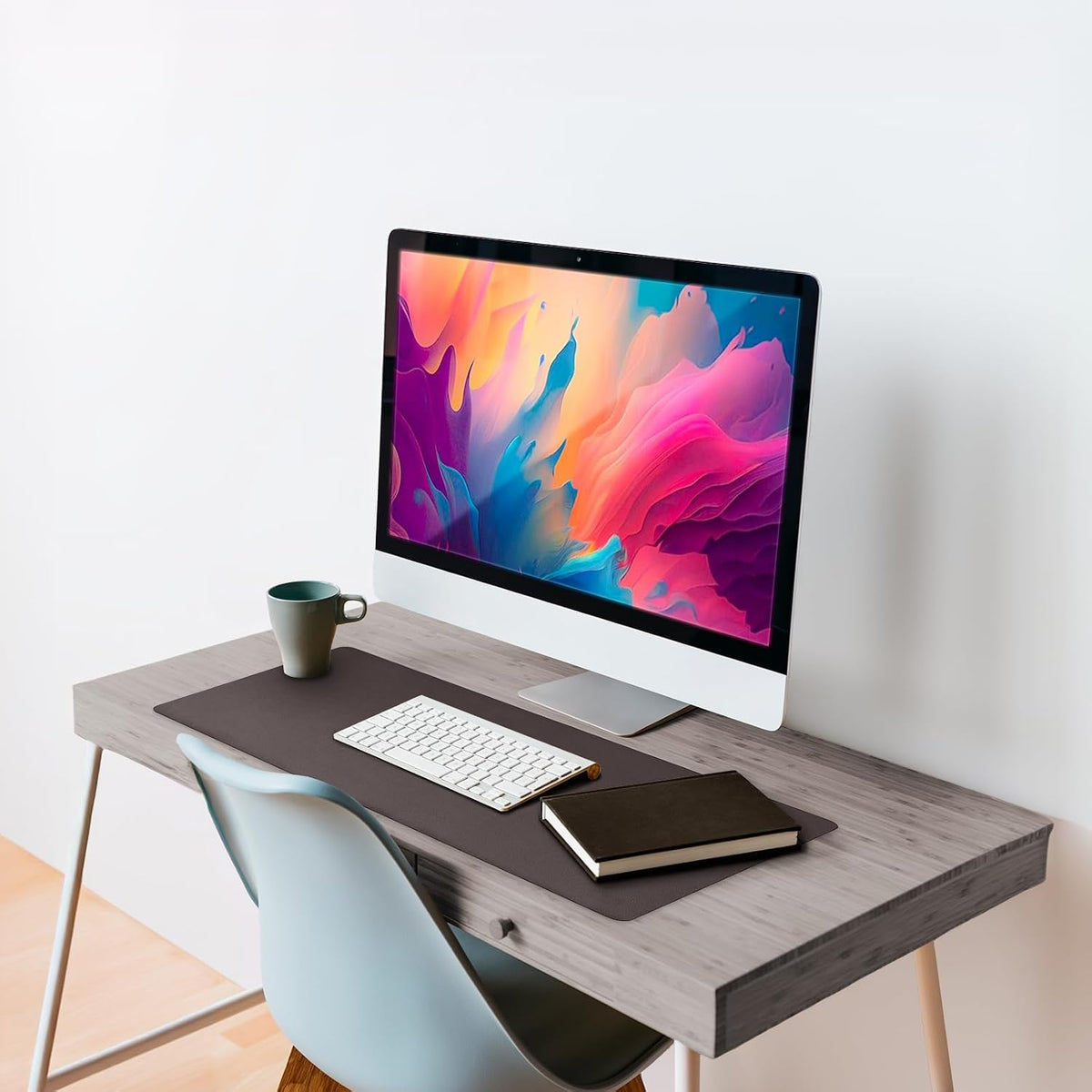 Leather Desk Mat Large 44" x 22", Desk Protector Mat, PU Leather Desk Pad, Large Mouse Pad, Desk Blotter, Desk Pads on Top of Desks, Desk Matt for Desktop, Office Desk Mat (Black)