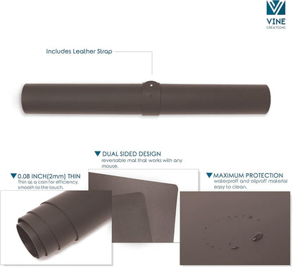 Leather Desk Mat Large 44" x 22", Desk Protector Mat, PU Leather Desk Pad, Large Mouse Pad, Desk Blotter, Desk Pads on Top of Desks, Desk Matt for Desktop, Office Desk Mat (Black)