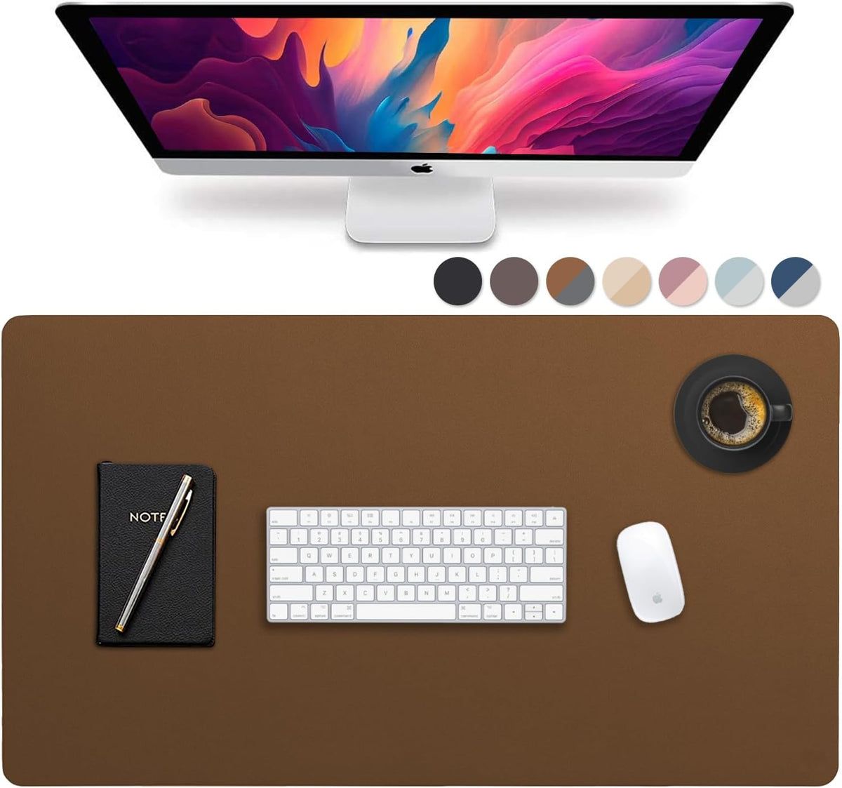 Leather Desk Mat Large 44" x 22", Desk Protector Mat, PU Leather Desk Pad, Large Mouse Pad, Desk Blotter, Desk Pads on Top of Desks, Desk Matt for Desktop, Office Desk Mat (Black)