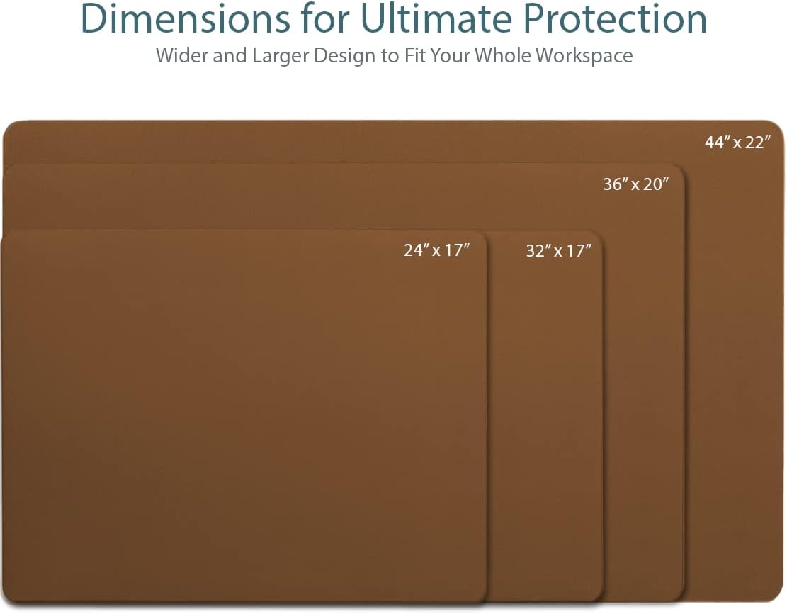 Leather Desk Mat Large 44" x 22", Desk Protector Mat, PU Leather Desk Pad, Large Mouse Pad, Desk Blotter, Desk Pads on Top of Desks, Desk Matt for Desktop, Office Desk Mat (Black)