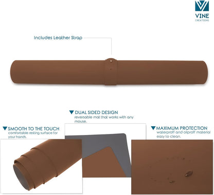 Leather Desk Mat Large 44" x 22", Desk Protector Mat, PU Leather Desk Pad, Large Mouse Pad, Desk Blotter, Desk Pads on Top of Desks, Desk Matt for Desktop, Office Desk Mat (Black)