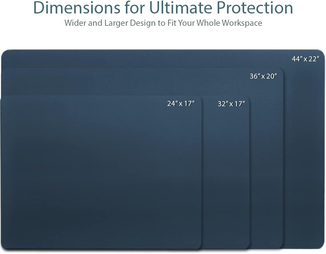 Leather Desk Mat Large 44" x 22", Desk Protector Mat, PU Leather Desk Pad, Large Mouse Pad, Desk Blotter, Desk Pads on Top of Desks, Desk Matt for Desktop, Office Desk Mat (Black)