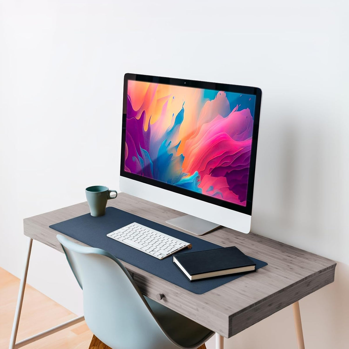 Leather Desk Mat Large 44" x 22", Desk Protector Mat, PU Leather Desk Pad, Large Mouse Pad, Desk Blotter, Desk Pads on Top of Desks, Desk Matt for Desktop, Office Desk Mat (Black)