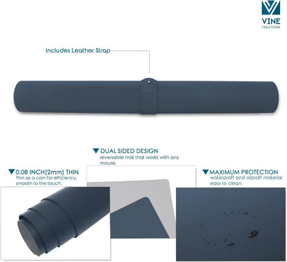 Leather Desk Mat Large 44" x 22", Desk Protector Mat, PU Leather Desk Pad, Large Mouse Pad, Desk Blotter, Desk Pads on Top of Desks, Desk Matt for Desktop, Office Desk Mat (Black)