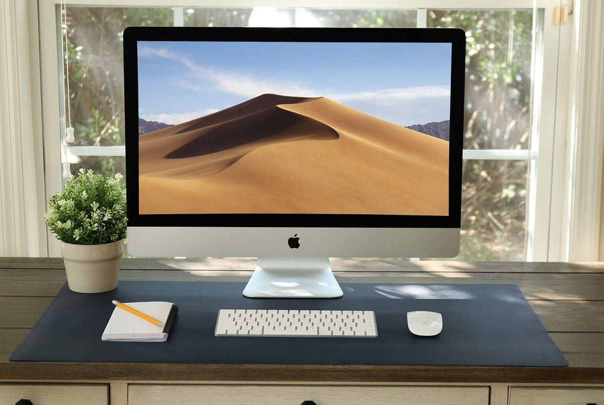 Leather Desk Mat Large 44" x 22", Desk Protector Mat, PU Leather Desk Pad, Large Mouse Pad, Desk Blotter, Desk Pads on Top of Desks, Desk Matt for Desktop, Office Desk Mat (Black)