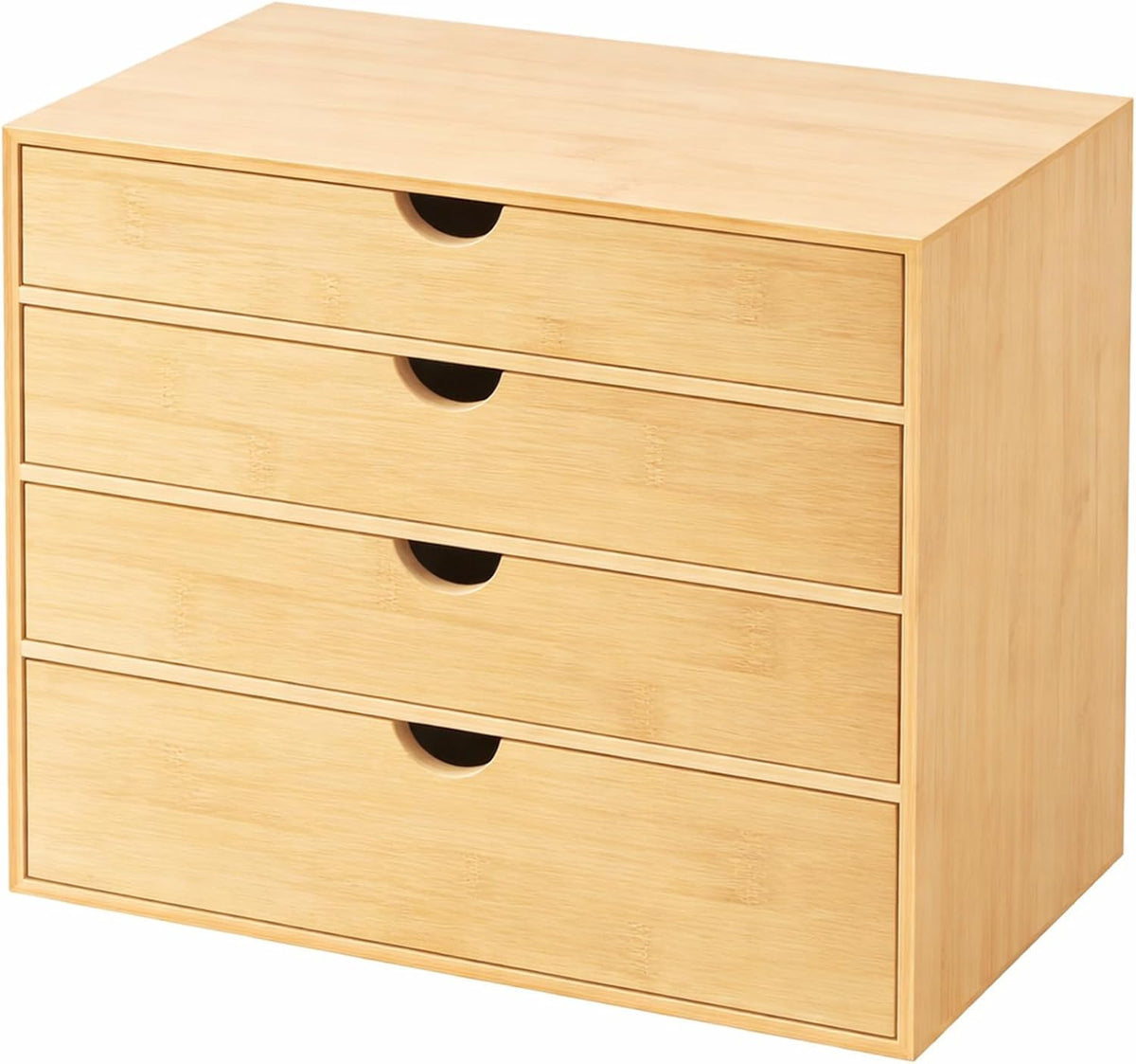 Bamboo Desk Organizer with 2 Drawers, Wooden Countertop Drawers Organizer, Tabletop Storage Organization Box for Office & Home, No Assembly Needed