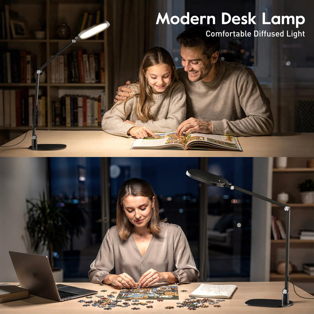 LED Desk Lamp for Home Office, Eye-Caring Diffused Desk Light