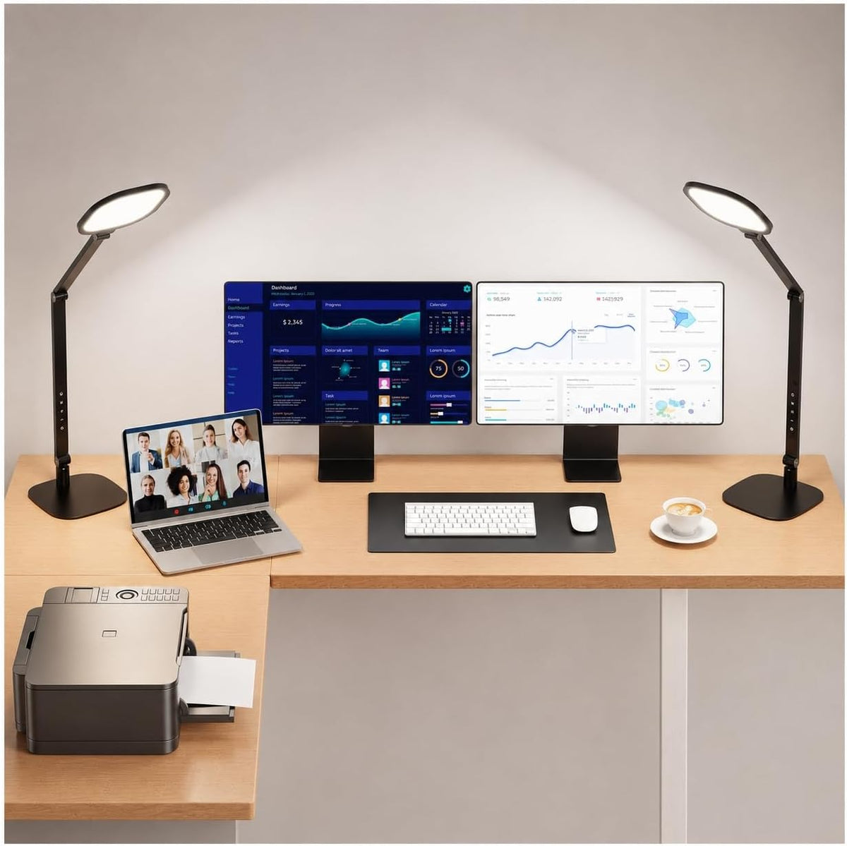 LED Desk Lamp for Home Office, Eye-Caring Diffused Desk Light