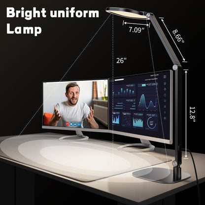 LED Desk Lamp for Home Office, Eye-Caring Diffused Desk Light