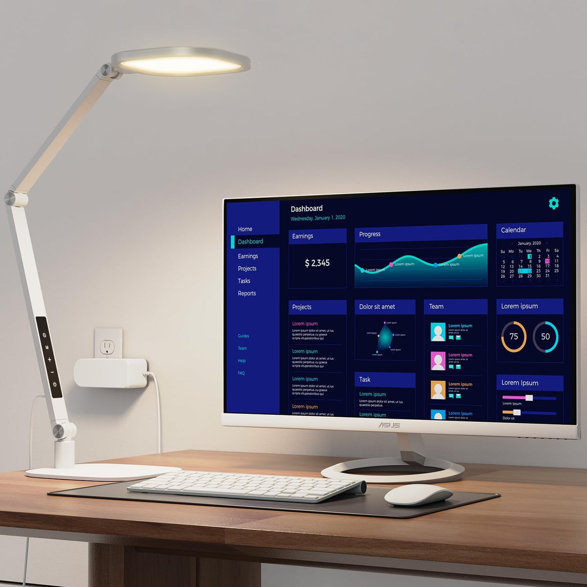 LED Desk Lamp for Home Office, Eye-Caring Diffused Desk Light
