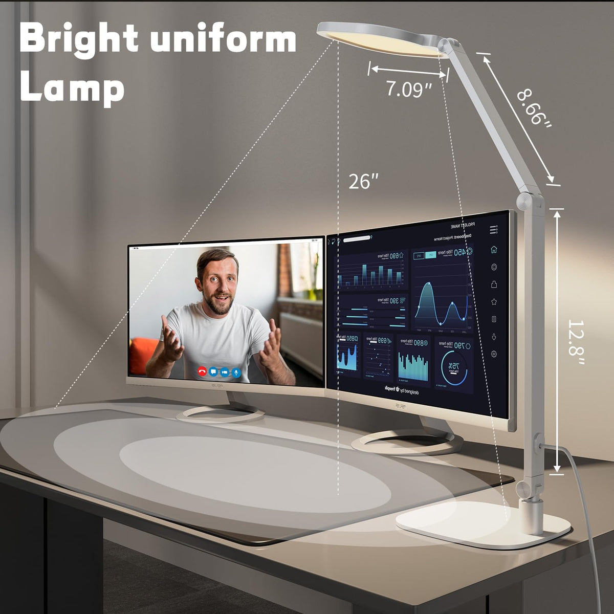 LED Desk Lamp for Home Office, Eye-Caring Diffused Desk Light