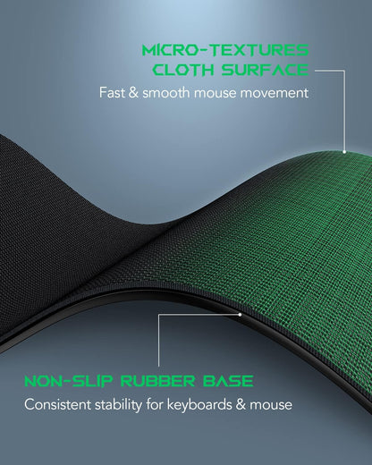 Gaming Mouse Pad Desk Mat 47.2” x 23.6”, Oversized Large Mouse Pad, Non-Slip Mousepad, Super-Thick with Special-Textured Surface, Anti-Fray Stitched Edges, Desk Pad Manta P4