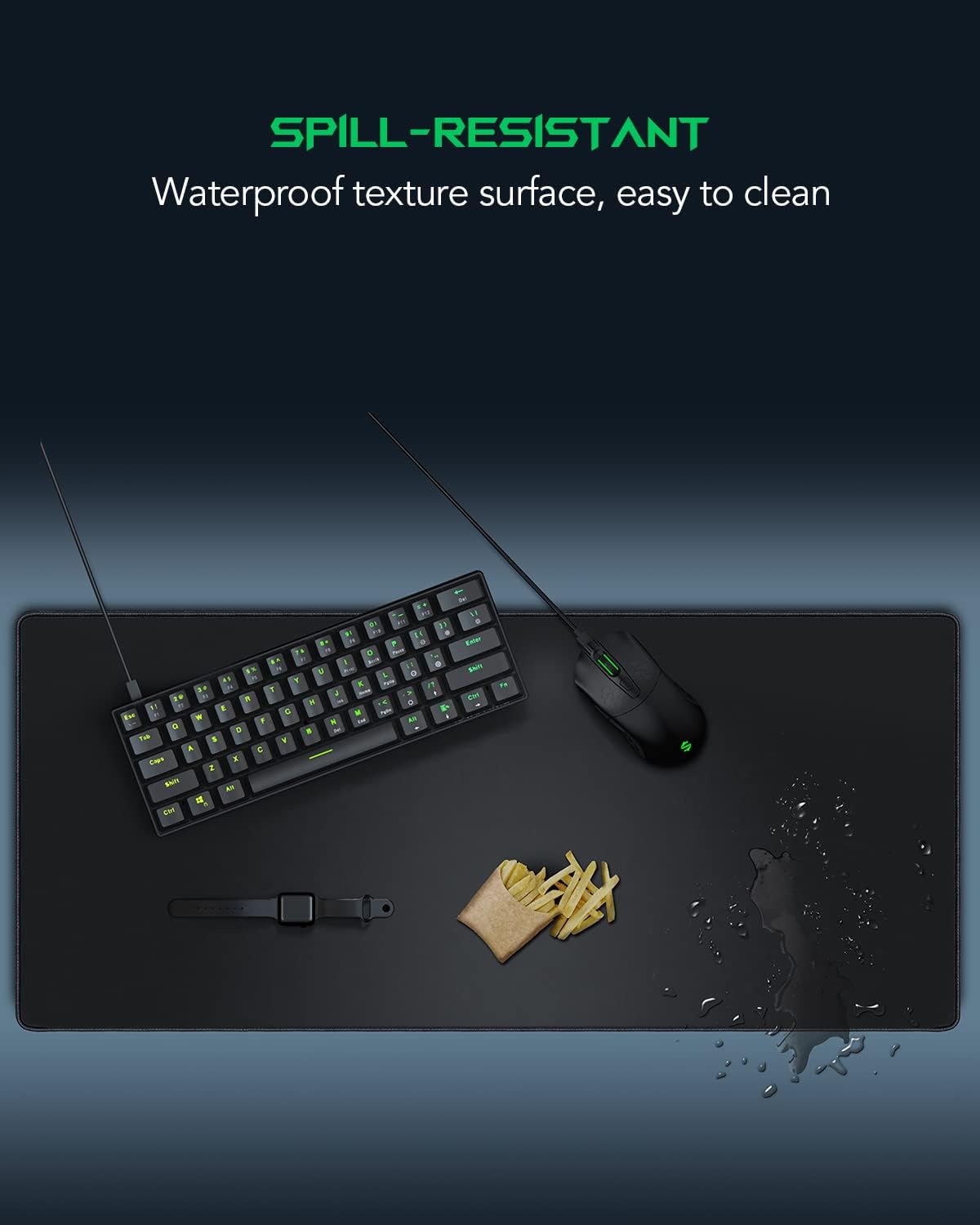 Gaming Mouse Pad Desk Mat 47.2” x 23.6”, Oversized Large Mouse Pad, Non-Slip Mousepad, Super-Thick with Special-Textured Surface, Anti-Fray Stitched Edges, Desk Pad Manta P4