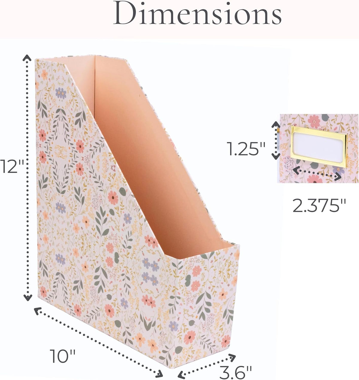 Cardboard Magazine File Holder Set of 4 | Standing File Holder with Floral Boho Design | Foldable Cardboard Bins for Shelves Desk Office Storage