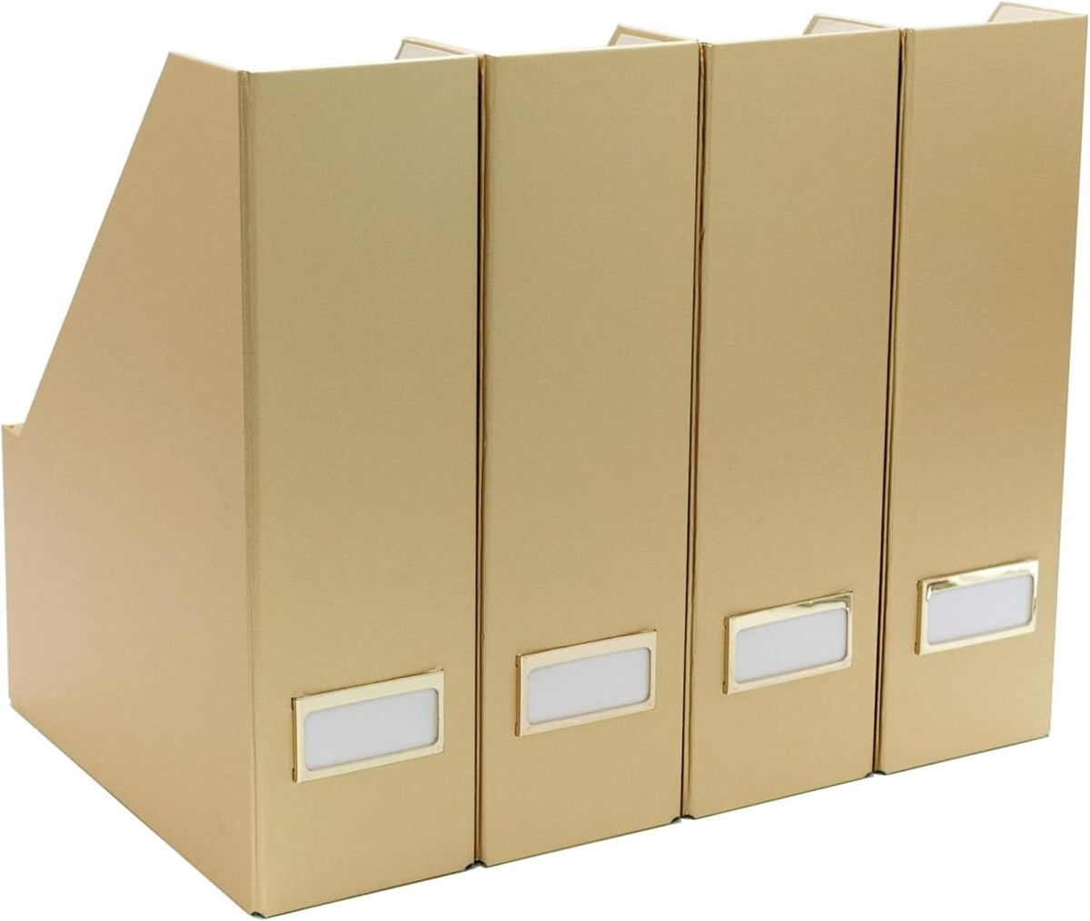Cardboard Magazine File Holder Set of 4 | Standing File Holder with Floral Boho Design | Foldable Cardboard Bins for Shelves Desk Office Storage