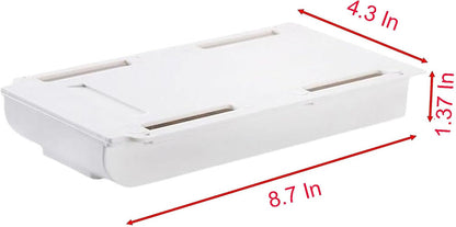 Under Desktop Drawer Storage Box, 2 Pcs 8.7 Inch x 4.3 Inch x 1.37 Inch White Plastic for Home and Office Storage (Small)