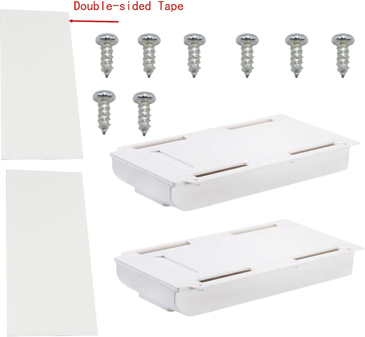 Under Desktop Drawer Storage Box, 2 Pcs 8.7 Inch x 4.3 Inch x 1.37 Inch White Plastic for Home and Office Storage (Small)