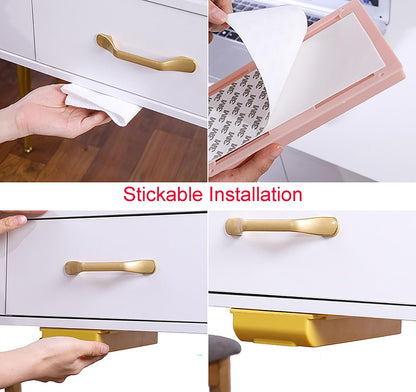 Under Desktop Drawer Storage Box, 2 Pcs 8.7 Inch x 4.3 Inch x 1.37 Inch White Plastic for Home and Office Storage (Small)