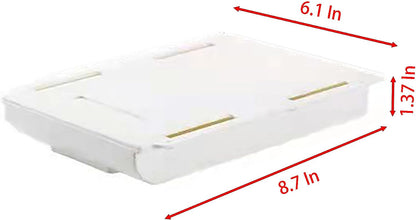 Under Desktop Drawer Storage Box, 2 Pcs 8.7 Inch x 4.3 Inch x 1.37 Inch White Plastic for Home and Office Storage (Small)