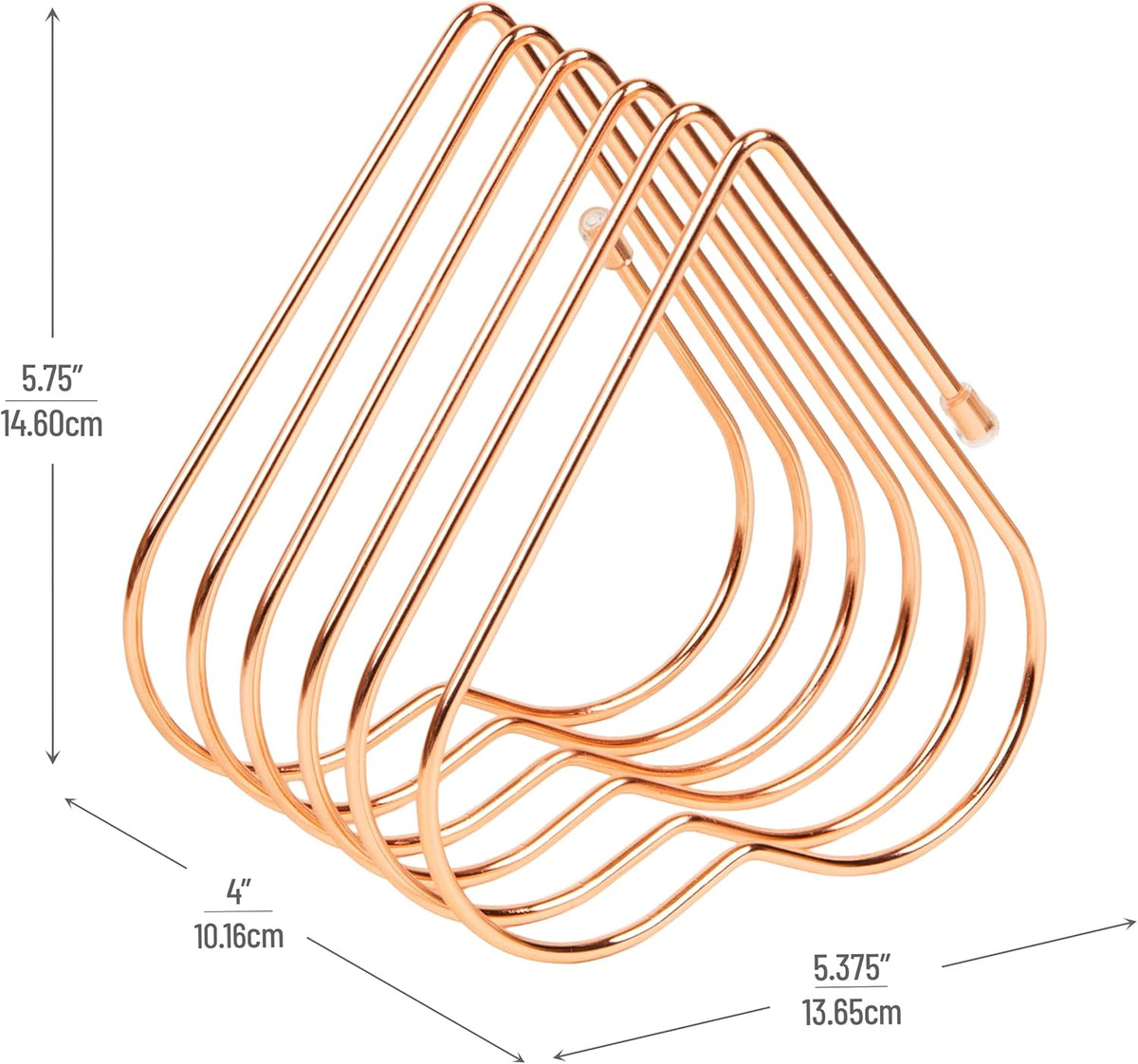 Heart-Shaped Desktop File Organizer, 5-Slot Metal Folder Rack, Magazine & Book Holder, Rose Gold
