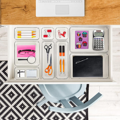 6 Pack Drawer Organizer, 6" x 9" Plastic Storage Bins